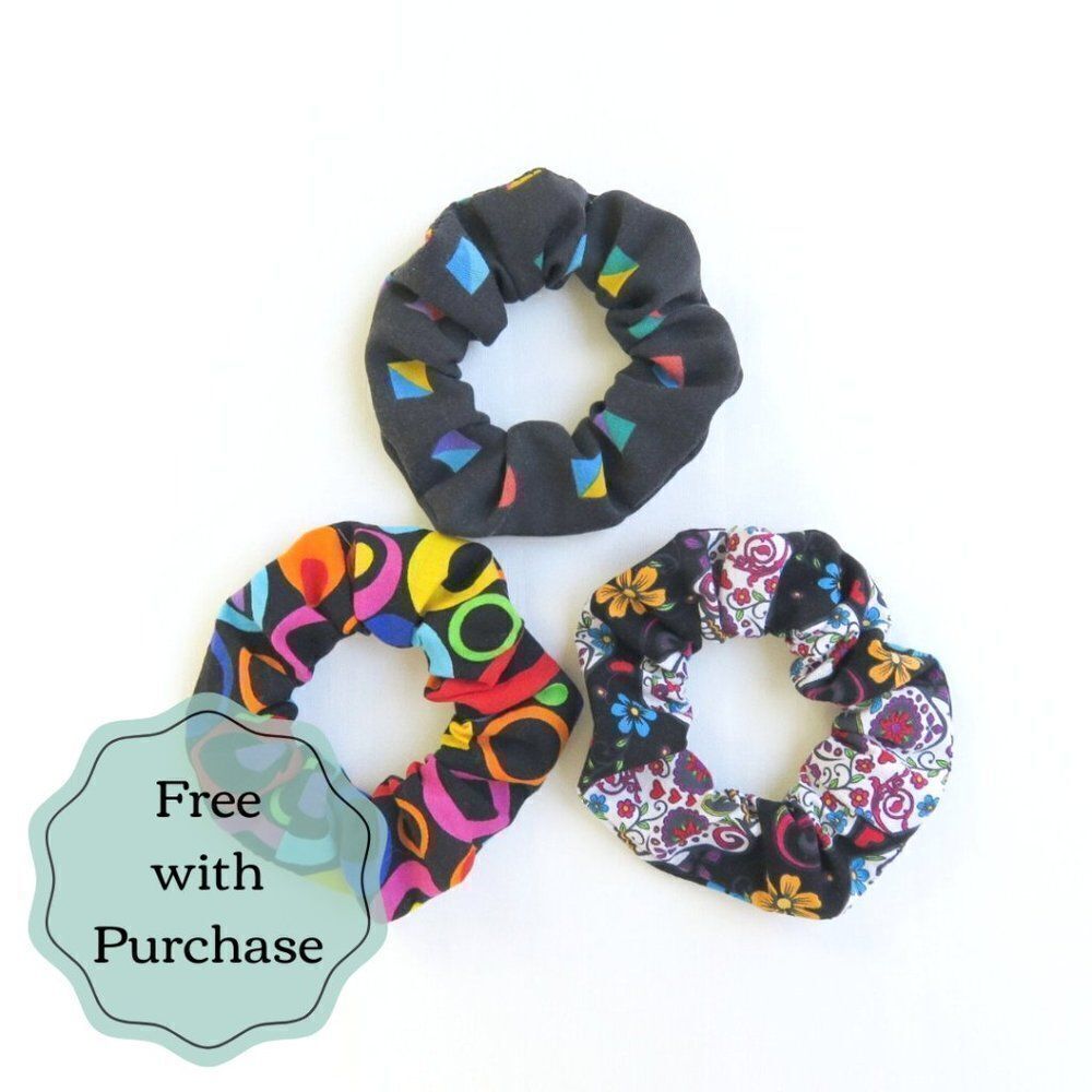 80's Scrunchies Set -3 Pieces - Recycled - Cotton - Handmade - FREE W/ P…​​​​​​​